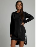 Black asymmetrical dress with zippers on the sides FI536 - Online store - Boutique